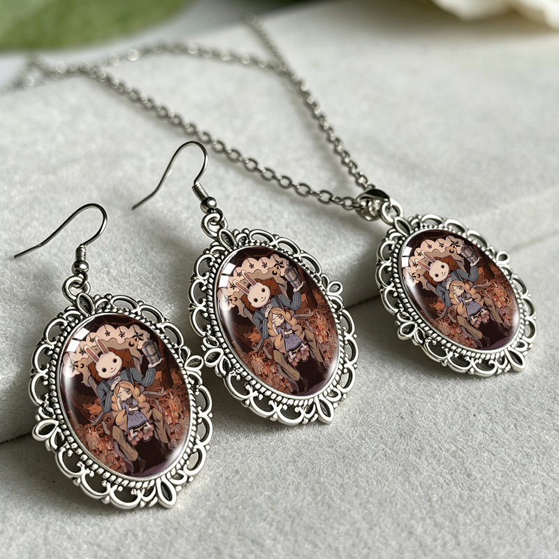 3pcs Dark Fairy Tale Rabbit Earrings Necklace Set